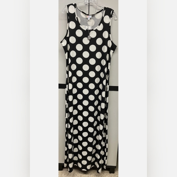 Lularoe Dani Polka Dot Black and White Floor Length Dress Super Versatile NWT - Picture 1 of 14